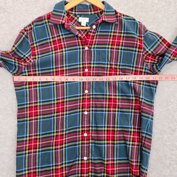 J.Crew Womens S Warm Spruce Multicolor Plaid Cotton Long Sleeve Flannel Shirt - Picture 6 of 8